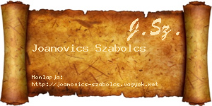 Joanovics Szabolcs névjegykártya